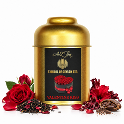 AZ-TEAS Valentine Kiss 50 g – bezkofeinový černý čaj s kakaem, růží a ibiškem
