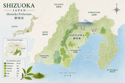 Mapa prefektury Shizuoka - Japonsko