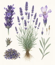 Botanická ilustrace levandule.