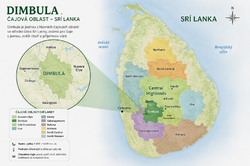 Mapa čajové oblasti Dimbula Srí Lanka