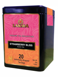 Černý čaj Lakma Strawberry Bliss - sáčky 20x1,5g - plech