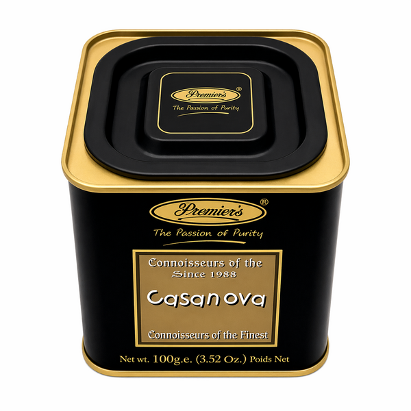 Premier's Casanova – černý čaj s malinou a karamelem 100 g v plechové dóze