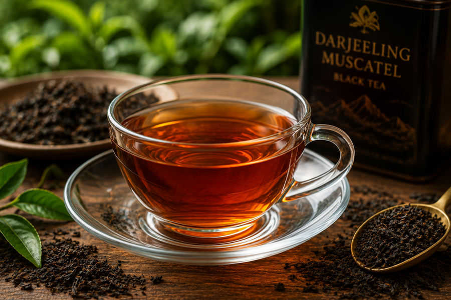 Měděný nálev černého čaje Darjeeling Muscatel