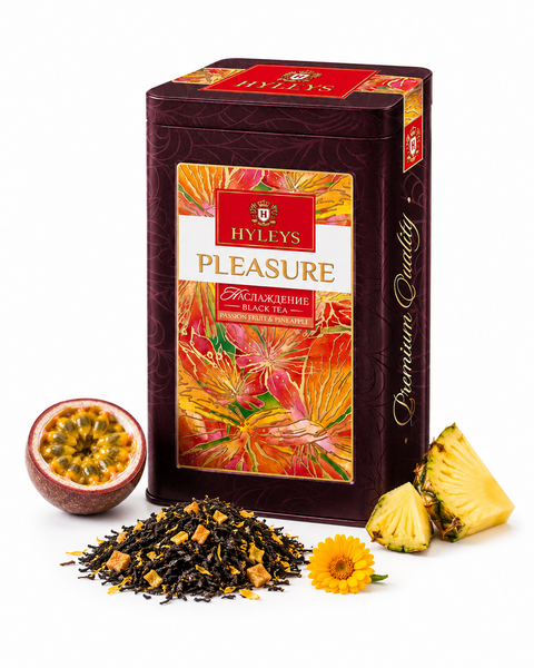 Hyleys Pleasure – černý sypaný čaj s maracujou a ananasem 80 g