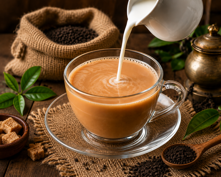 Servírování Premier's Tea Assam CTC s mlékem