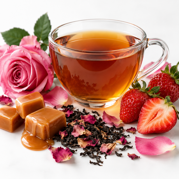 Nálev černého čaje s růží, karamelem a jahodou – AZ-TEAS Love Song