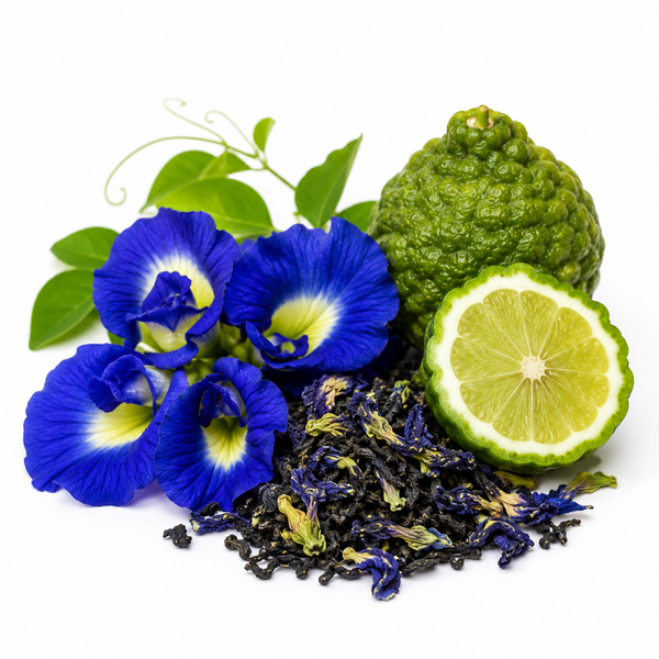 Klitorie ternatská a bergamot v čaji Blue Sapphire