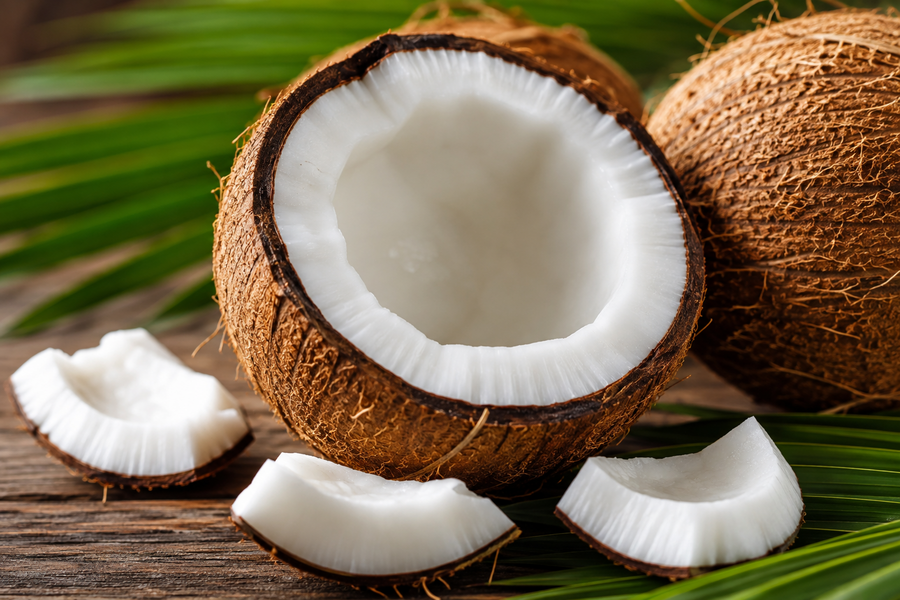 Detail kokosového ořechu (Cocos nucifera)