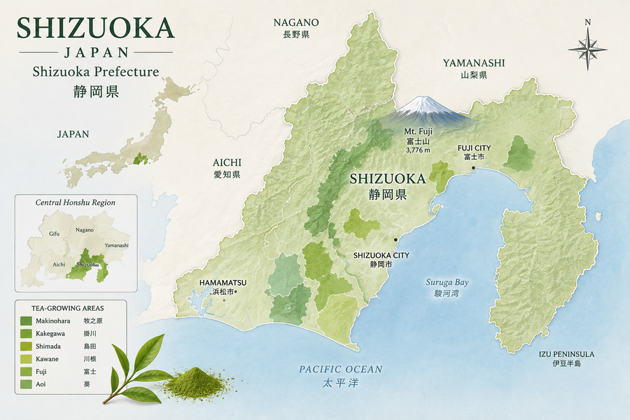 Mapa prefektury Shizuoka - Japonsko