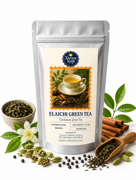 Zelený čaj Elaichi Karma Kettle 50 g | kardamom, skořice a orientální koření