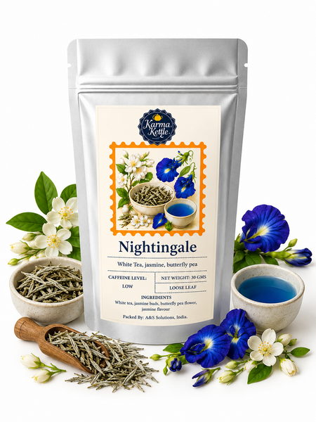 Karma Kettle Nightingale – Bílý čaj Silver Tips s jasmínem a klitorií ternatskou 30 g