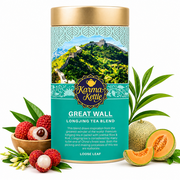 Zelený čaj Karma Kettle Great Wall Longjing s liči a pandanem