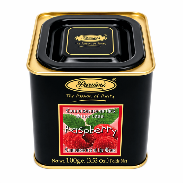 Premier's Raspberry – černý čaj s malinovou příchutí 100 g - plechová dóza