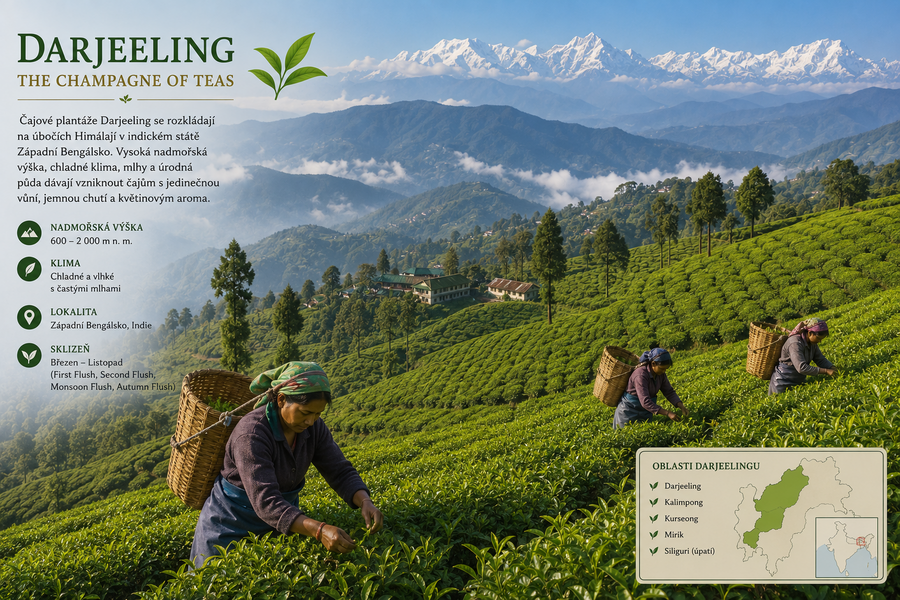 Čajové plantáže Darjeelingu v Indii